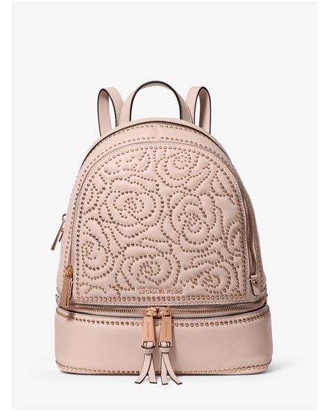 michael kors rhea rose studded backpack|michael kors studded leather backpack.